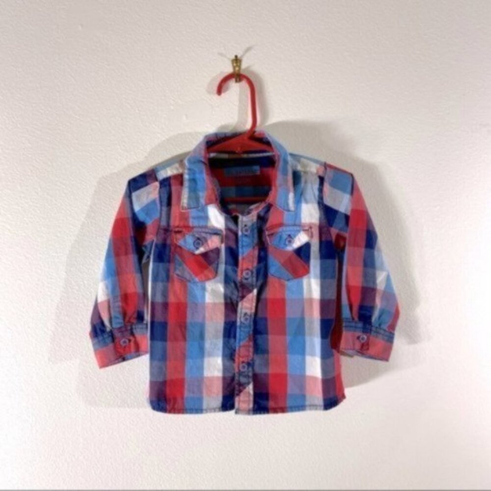 In’extenso Children's Plaid Button up long sleeve shirt. Size 80cm.